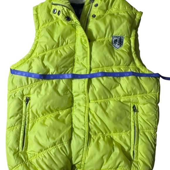 American Eagle Outfitters women's size small neon green puffer vest with hood - Picture 3 of 7